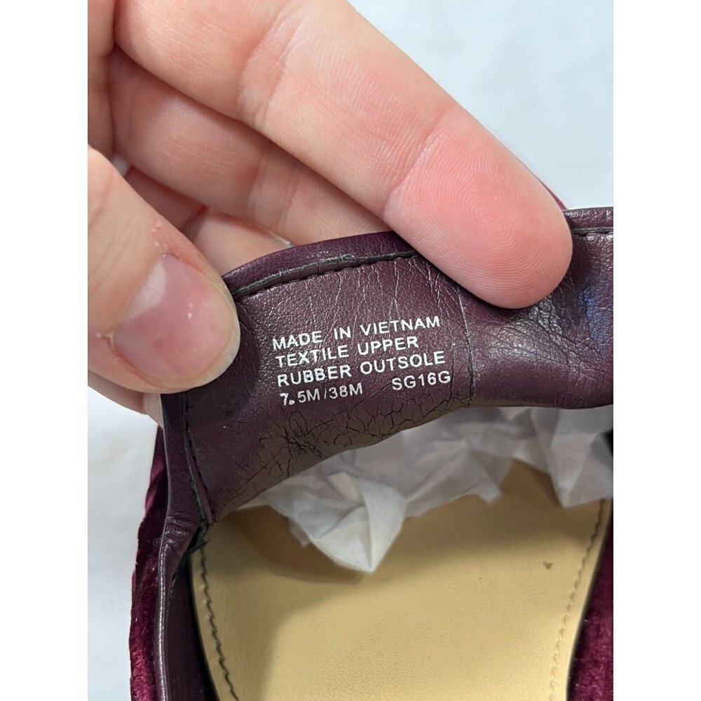 Michael Kors Womens 7.5 Shoes Edie Embellished Velvet Slide Slip-Ons Burgundy - Picture 3 of 14